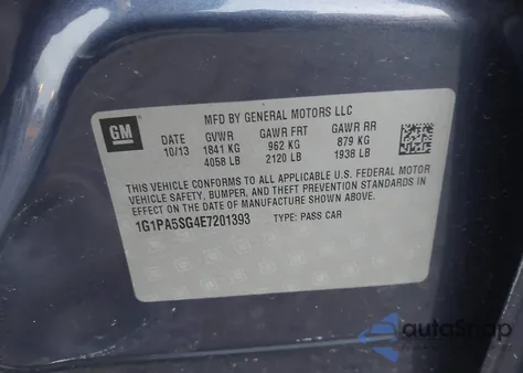 2014 Chevrolet Cruze Ls Auto z USA, uszkodzony, nr VIN 1G1PA5SG4E7201393